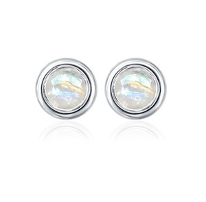 Pendientes Románticos de Plata de Ley con Baño de Rodio y Piedra Lunar Arcoíris Natural, con Engaste de Bisel, Regalo para Compromiso, Boda o Aniversario - Product Image 2
