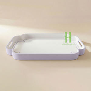 Plateau de service rond en bambou laqué de style bohème, écologique et personnalisé, avec poignée peinte à la main, en provenance du Vietnam - Product Image 3