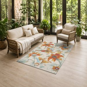 Alfombra de Área Chenille Lavable a Máquina con Estampado Digital Tradicional Anatolia en Beige Marrón, Antideslizante, Modelo LXDP-0231 de RUGS DEPOT, Venta al Por Mayor - Product Image 6