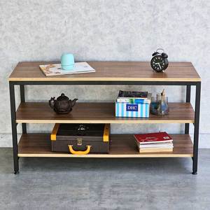 110x40cm Melamine-coated Plywood 3-Tier Shelf with Iron <b>Frame</b> for Living Room Use KTB68176 - Product Image 3