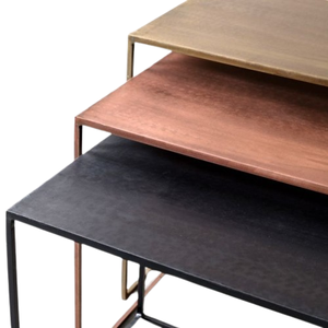 Juego de mesa auxiliar de hierro de 3 piezas con Tapa Rectangular Diseño único para muebles de sala de estar y dormitorio - Product Image 4