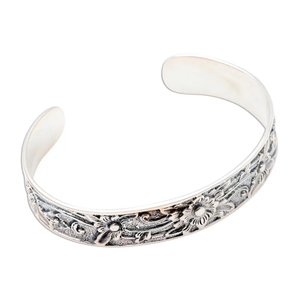 Vente en gros de bijoux Boho Minimalist Design Floral 925 Sterling Silver Cuff Bracelet Bijoux de mode pour elle - Product Image 2