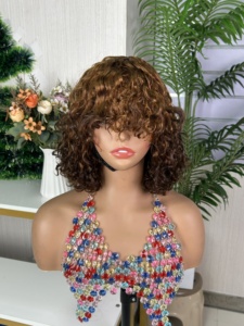 100% Virgin Raw Hair High Density Fringe water <b>wig</b> no <b>lace</b> frontal <b>wig</b> - Product Image 5