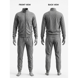 Conjunto Deportivo para Hombre en Gris Jaspeado con Cierre Completo y Bolsillos Laterales, Ropa Deportiva Informal, Marca Privada Trackstar OEM - Product Image 1