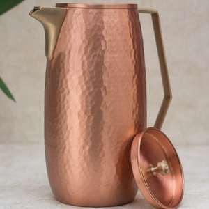 Jarra de Cobre para Agua Potable, Jarra de Agua Antigua Hecha a Mano con Tapa, Utensilios Ayurvédicos para la Salud, Yoga y Bienestar - Product Image 2