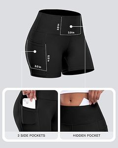 Short de motard pour femme avec poches Taille haute Contrôle du ventre Spandex Workout Yoga Athletic Gym Shorts - Product Image 5