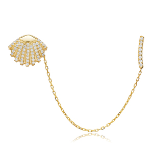 Pendientes de Concha CZ, Modernos, Hechos a Mano en Turquía, Venta al por Mayor, Delicados, de Plata de Ley 925, Joyería Fina Dorada, Regalo para Mujer - Product Image 4