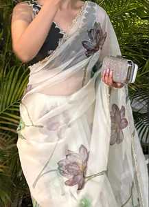 Saree styliste Bollywood avec effet chatoyant et chemisier brodé pour femmes et filles à porter à des prix raisonnables - Product Image 5