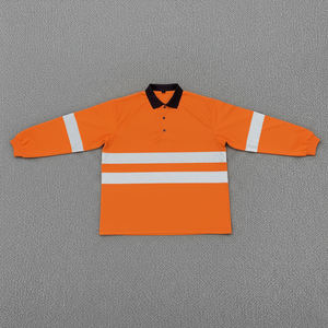 เสื้อโปโลสะท้อนแสงกันน้ำแบบสั้น แขนสั้น สีส้ม-ดำ ผลิตตามสั่ง โลโก้ตามต้องการ รับผลิตจำนวนมาก (MOQ ต่ำ) ขายส่ง ผ้าโพลีเอสเตอร์ - Product Image 6
