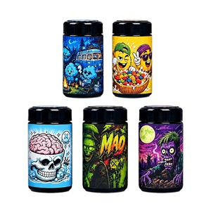 Bocaux en verre UV noir mat de 100 ml imprimés sur mesure avec couvercles anti-odeur résistants aux enfants pour le stockage en gros d'herbes sèches et de fleurs - Product Image 1