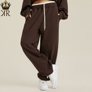 กางเกงสเวตเตอร์ถักแบบว่างเปล่าสำหรับทุกเพศของผู้ชายกางเกงเอวสองชั้นทรงโอเวอร์ไซส์ใส่สบายๆดีไซน์ใหม่440Gsm - Product Image 5