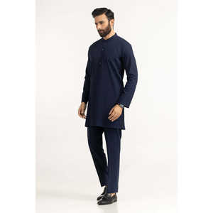 Traje de invierno para hombre, estilo casual elegante, kameez corto con pantalón recto ajustado, diseño sólido tejido SK-BSCSL25-004 - Product Image 3