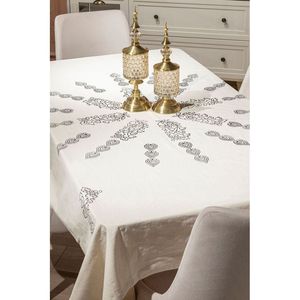 Modern Geometric Pattern Artisan Hand Printed Cotton Linen Rectangular <b>Dining</b> <b>Table</b> <b>Cover</b> 160x200cm Washable for Home Use - Product Image 6