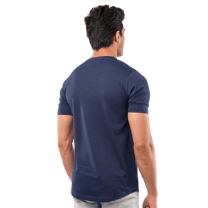 Venta al por mayor clásico medio botón camiseta para hombres personalizado de manga corta cuello redondo Henley Tri-Blend camiseta serigrafiada de seda camiseta de los hombres - Product Image 5