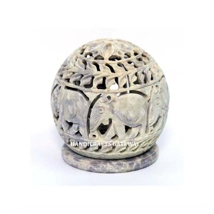 Natural Soapstone Handmade Carving Design <b>Tea</b> <b>Light</b> Candle Stand Holder Round Shape For Home Lighting Decoration And Gifting - Product Image 1