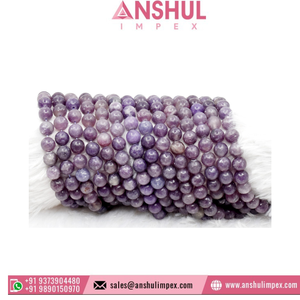 Lepidolite-Cuentas redondas para pulseras, piedra Natural pulida, forma redonda, lisa, AAA, 8mm - Product Image 6