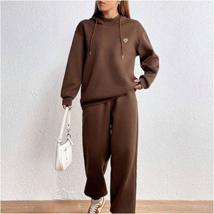 Haute qualité 100% coton Teary Fleece unisexe surdimensionné deux pièces survêtement long à capuche avec un design uni pour la saison hivernale - Product Image 5