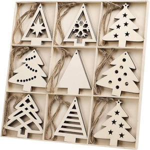 Admirable diseño cortado con láser adornos navideños de madera suministros para manualidades DIY recortes de madera contrachapada para decoración de árboles de Navidad y regalo - Product Image 6