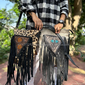 กระเป๋าถือหนังมีขอบหนังทำจากขนสัตว์แท้ใหม่ทำด้วยมือสไตล์วินเทจ - Product Image 1