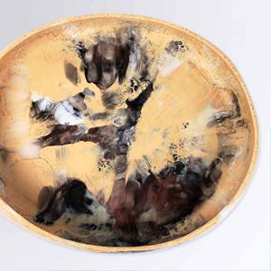 Grand bol ovale en résine avec base, rose, fait à la main, écologique, passe au lave-vaisselle, style européen moderne, vaisselle de qualité supérieure, cuisine, salle à manger - Product Image 2