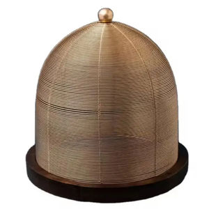 Plat de service en métal argenté/marron en forme de dôme, style vintage arabe (1 pièce, léger) - Product Image 5