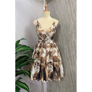 Mini vestido Floral de moda cinturón modesto estilo de oficina señora Sexy verano ODM para Day Party Club XS tamaño hasta el suelo patrón Floral - Product Image 2