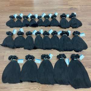 Cheveux bruts de qualité supérieure couleur noire naturelle machine extension de cheveux trame naturelle ondulée et droite prête à expédier - Product Image 5