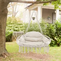 Hamacs portatifs en macramé pour patio extérieur ou intérieur chambre/salon meubles pliables en bois et coton