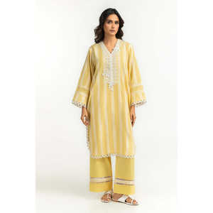 ชุดเซ็ตเสื้อผ้าลำลองสีเหลืองประดับเลโนคาร่าสำหรับผู้หญิงสำหรับฤดูร้อน - Product Image 4