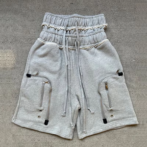 New 2025 Unisex Comfortable Canvas Gym Sweat <b>Shorts</b> Solid Casual <b>Running</b> Jogger Split Custom Logo Private Label Plain Dyed Quick - Product Image 4