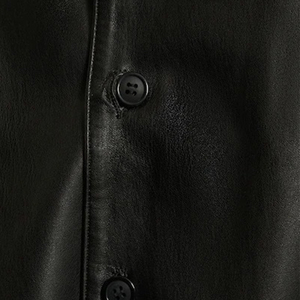 OEM Custom logo High Quality Faux Leather Button-up <b>Bowling</b> Shirt for Men's Casual Leather Shirts - Product Image 5