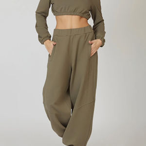 Pantalones Deportivos Casuales de Invierno para Mujer, Pantalones de Chándal Cómodos de Algodón, Talla Grande, Frente Plano, Cintura Elástica, Forro Polar, Secado Rápido, Colores Sólidos - Product Image 6