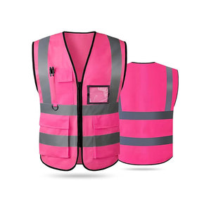Chaleco de malla de alta visibilidad frontal con cremallera de 5 bolsillos para hombre y mujer - Product Image 3