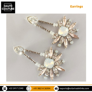Pendientes de moda con cristales grandes en forma de gota, estilo broche, con cristales de ópalo y marquesa, pendientes llamativos personalizados de vendedor indio - Product Image 3
