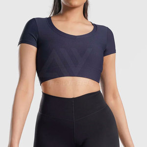 2024 Top moda mujer Crop Top con mangas cortas cuello redondo Crop Top conjunto de ropa para el verano - Product Image 4