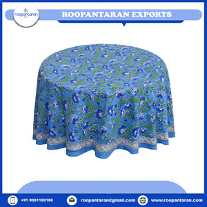 Newest Trending 100% Cotton <b>Tablecloth</b> 180 Cms Hand Block Printed Embroidered Woven Cover Well Absorbing 20 Sheeting - Product Image 6