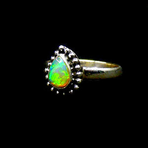 แหวนอัญมณีโอปอลสีเงินสเตอร์ลิงทำด้วยมือ925แฟชั่นอินเทรนด์ใส่ประจำวันแหวนรูปหยดน้ำ - Product Image 4