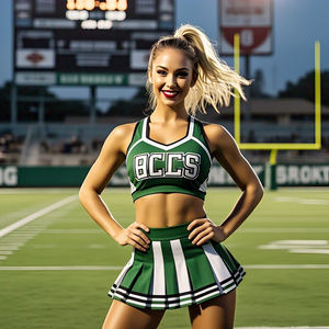 Ensemble de tenue imprimée pour les pom-pom girls de compétition, soutien-gorge sans manches et jupes de danse pour le cricket, le football, la danse et les sports - Product Image 2
