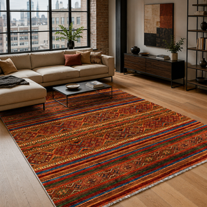 Alfombra Lavable Tribal de Granate de Anatolia RW7133 de Rug Weavers, Venta al por Mayor con Envío Directo, Chenilla Lavable, 10 Tamaños - Product Image 1