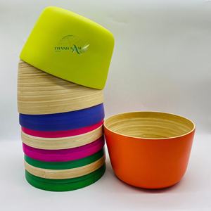 Handmade Traditional Vintage Bamboo Salad <b>Bowl</b> <b>Set</b> Customized Eco-Friendly Disposable Wood <b>Bowl</b> <b>Soup</b> Dinnerware for Picnic - Product Image 3