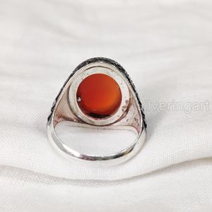 Nueva llegada anillo para hombre piedra preciosa de cornalina Natural anillo de piedra natal todos los tamaños joyería de Navidad árabe anillo de Plata de Ley 925 - Product Image 5