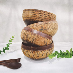 High Quality Engraving Logo Hand Carved Coconut Shell <b>Bowls</b> Smoothie Salad <b>Bowls</b> - Product Image 2