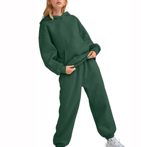 Chándal de algodón con capucha de dos piezas y logotipo personalizado de alta calidad para mujer, chándales personalizados al por mayor - Product Image 5
