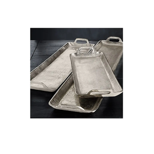 Plateau de service en acier inoxydable Design fait à la main Plateau de table en métal 100% Plateau de nourriture de couleur naturelle - Product Image 1