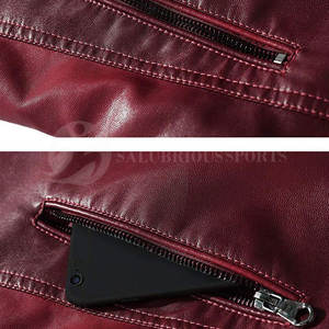 Chaquetas de cuero vaquero con soporte personalizable para hombre Forro acolchado Cremallera frontal Bolsillos Cierre de cierre de cremallera de cuero genuino - Product Image 5