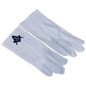 Gants maçonniques blancs, tissu doux formel, conçus pour les réunions de loge, les événements, les défilés et les occasions fraternelles - Product Image 3