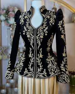 Thobe Thawb Algérie Traditionnel Musulman Karakou Noir & Soie Fait Main - Product Image 3