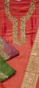 Costumes indiens de créateur modernes non cousus brodés à la main pour femmes pour les fêtes de style traditionnel - Product Image 2