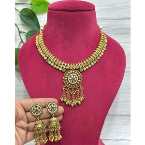 Hermoso conjunto de collar Kundan Polki Rajwadi fino chapado en oro de la mejor calidad, colección de ropa de fiesta de boda india, joyería para mujer - Product Image 1
