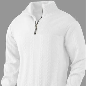 Sweat-shirt à col zippé mi-long en molleton pour homme, coupe classique, manches classiques, broderie personnalisée, couleur unie, séchage rapide, automne-hiver - Product Image 1